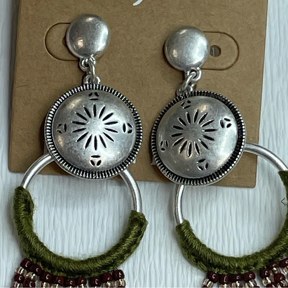 Plunder Design Jewelry Clea Bohemian Beaded Fringe Dangle Earrings NWOT - Picture 3 of 3